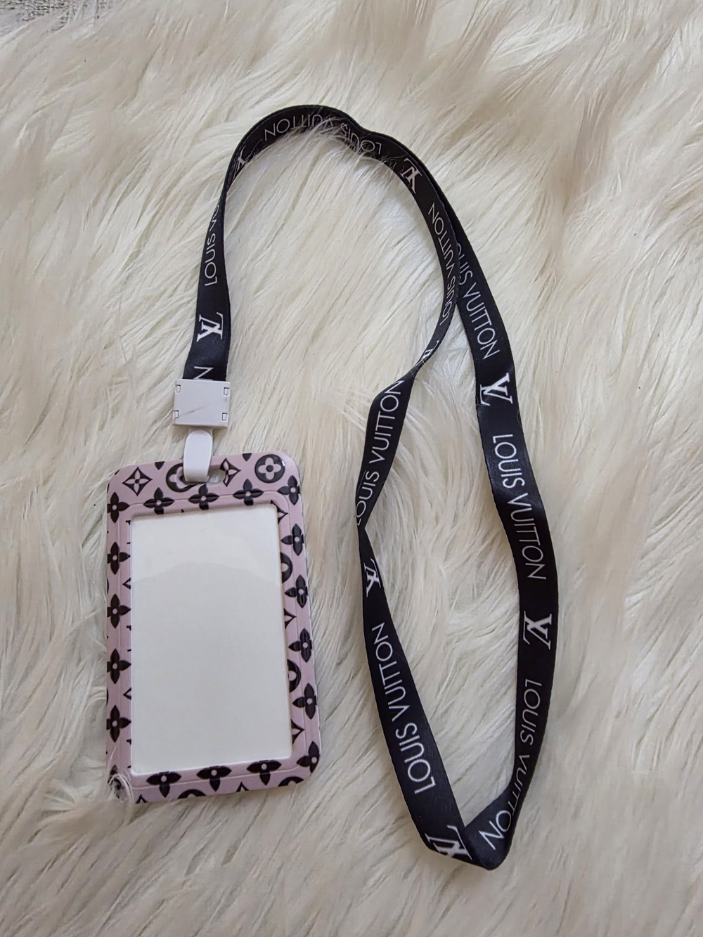 Lanyard with Pink Monogram Badge Holder
